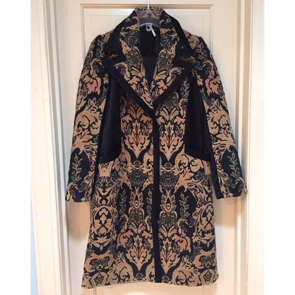 FREE PEOPLE Jacquard Blocked Tapestry Coat Jacket - Picture 5 of 8